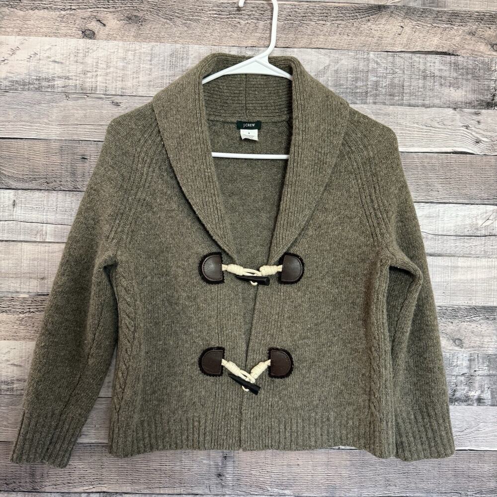 J.Crew Womens Lambswool Cashmere Shawl Collar Toggle Cardigan Sweater Brown S